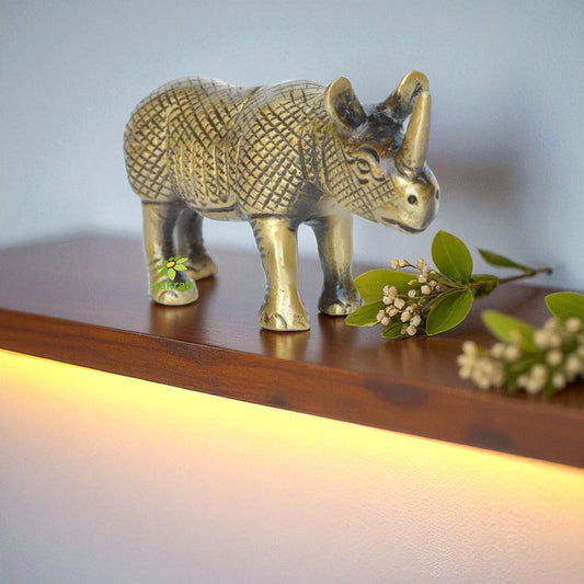 Rhinoceros Statue made of Brass Metal Decorative Animal Figurine Antique finish Sculpture Handcrafted Unique and Rare Showpiece Aakrati