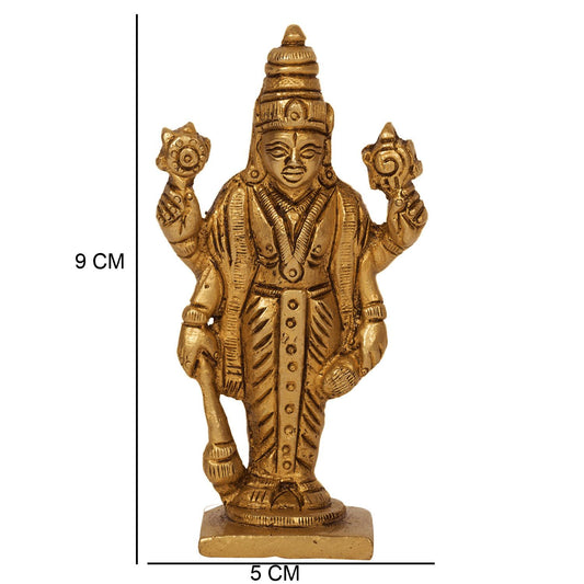 Religious Figurine of Lord Vishnu small Statue of Brass metal Narayana for Temple / Home and Office Handmade Sculpture - lucky figurine house warming