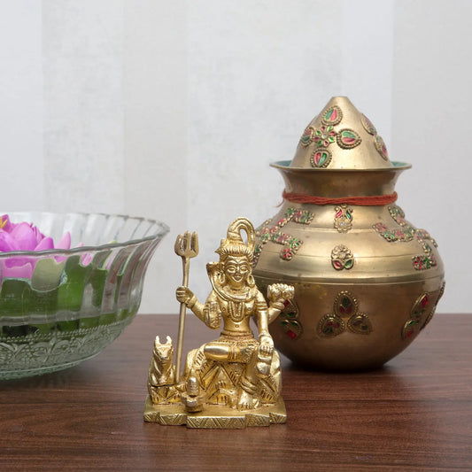 Religious Idol of Statue of Lord Shiva Mahadev Brass Murti for Home, Temple, Office, puja worship, Small Figurine Metal Sculpture for Gift on all occasions Aakrati