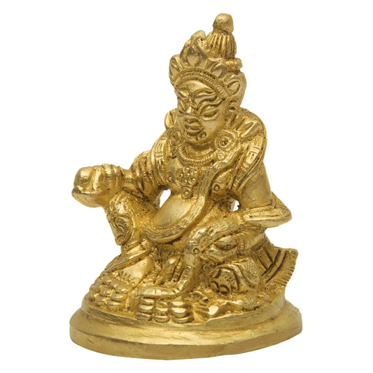 Lord Kuber Statue of Barss Metal Feng shui Sculpture for Good Luck and prosperity Decorative Handcrafted Antique Finish Showpiece as per vastu Aakrati