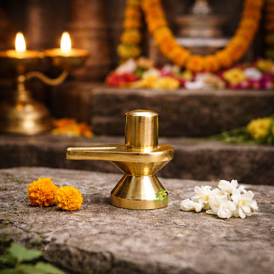 Brass Shivling Idol | Brass Shivling Idol for Home, Mandir & Office Pooja | Traditional Shiva Lingam (Yellow, 2 Inches)