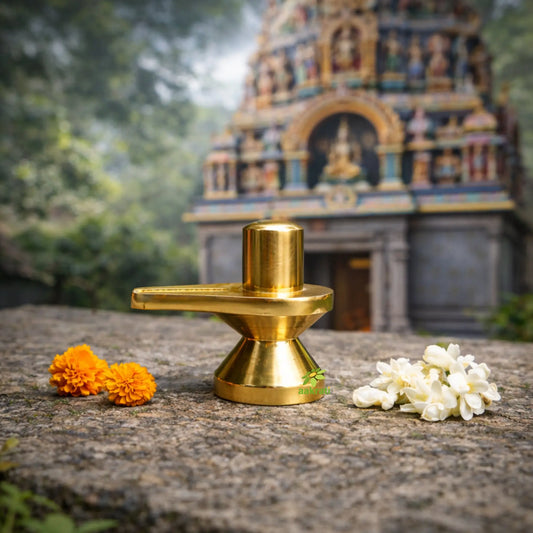 Brass Shivling Idol | Brass Shivling Idol for Home, Mandir & Office Pooja | Traditional Shiva Lingam (Yellow, 2 Inches) Ashopi