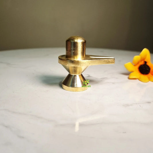 Brass Shivling Idol | Brass Shivling Idol for Home, Mandir & Office Pooja | Traditional Shiva Lingam (Yellow, 2 Inches) Ashopi