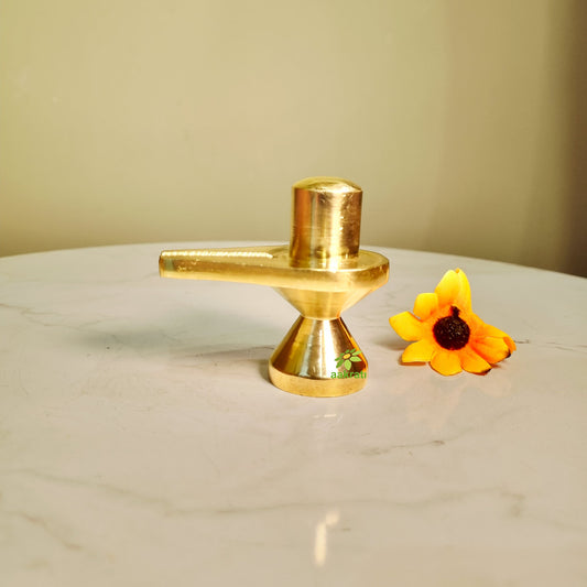 Brass Shivling for Home | Handcrafted Shiva Lingam | Sacred Shiva Lingam Idol (Yellow, 1.5 Inches)