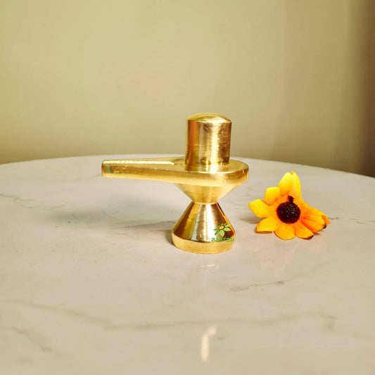 Brass Shivling for Home | Handcrafted Shiva Lingam | Sacred Shiva Lingam Idol (Yellow, 1.5 Inches) Aakrati