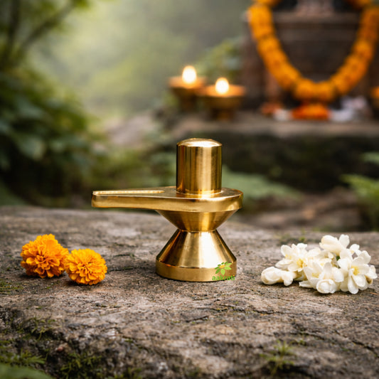 Brass Shivling for Home, Mandir & Office Pooja | Traditional Shiva Lingam | Shivling for Temple (Yellow, 2 Inches)