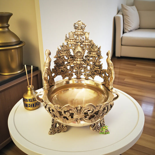 Decorative Urli Brass Metal Home/Event Decor Hand Carved Urli/Pot
