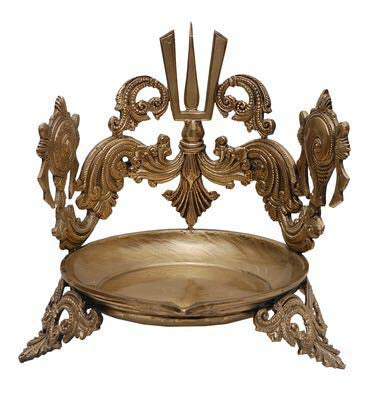 Brass Made Lord Vishnu Shankh Chakra Namah Symbol Figure Home/Event Decor Aakrati