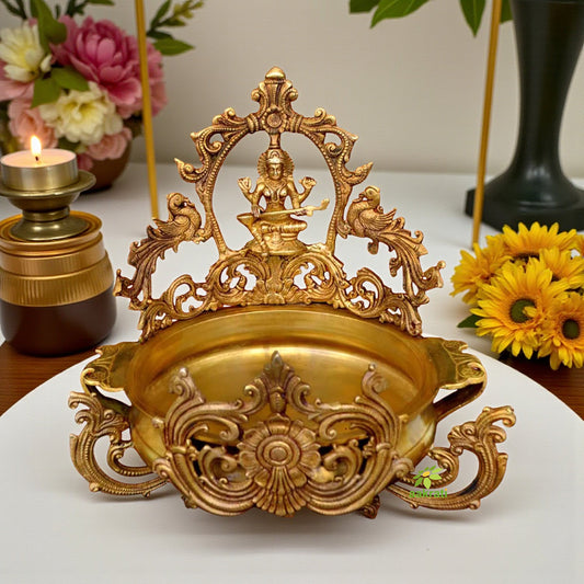 Handmade Brass Urli with Goddess Saraswati Aakrati