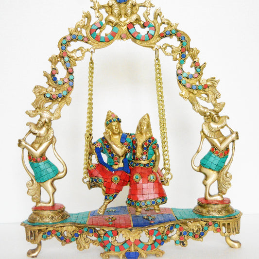 Radha Krishna Swing Statue Made of Brass Aakrati