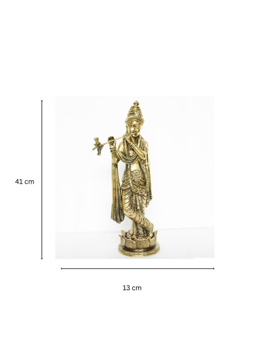 Lord Krishna Playing Flute Statue of Brass Aakrati
