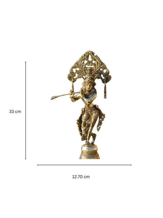 Lord Krishna Statue Made of Brass Aakrati