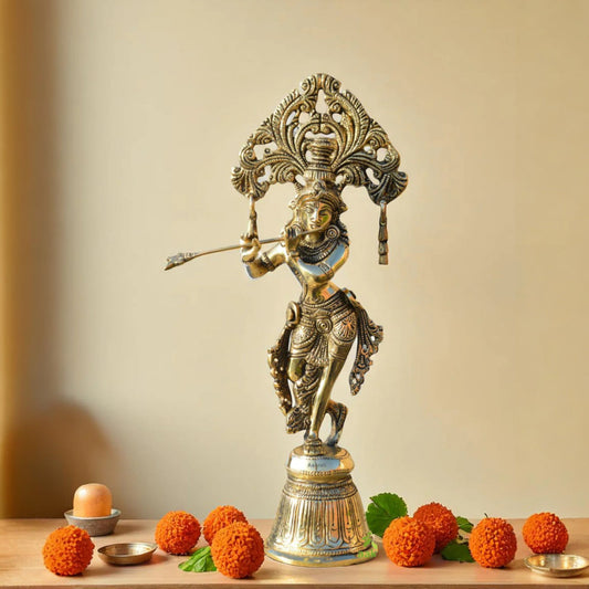 Lord Krishna Statue Made of Brass Aakrati