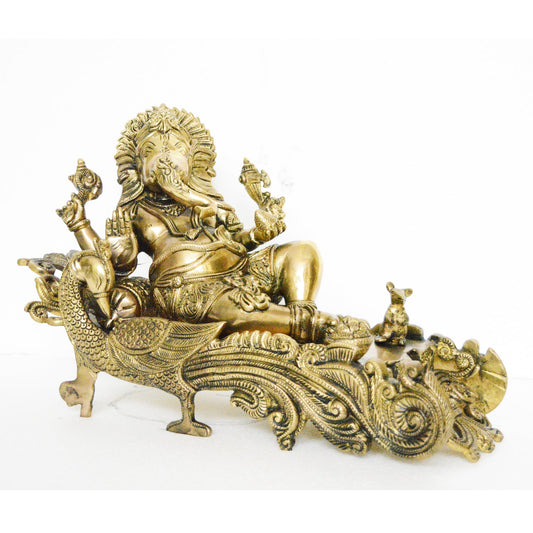 Lord Ganesha Sitting on Sofa Made of Brass Aakrati