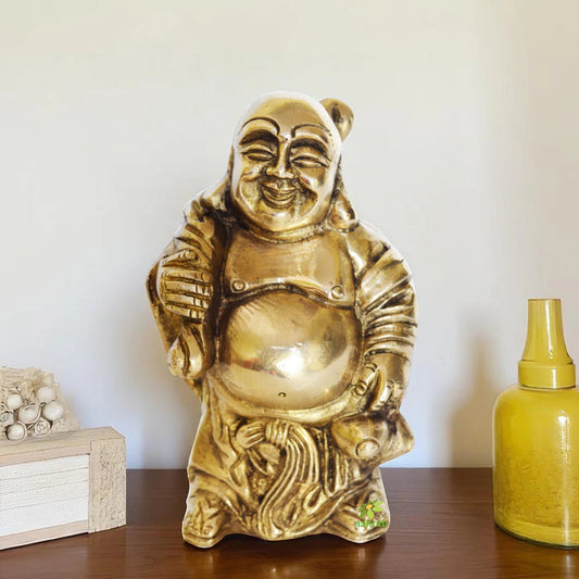 Brass Laughing Buddha Statue Decorative Showpiece Fengshui Gift Item Aakrati