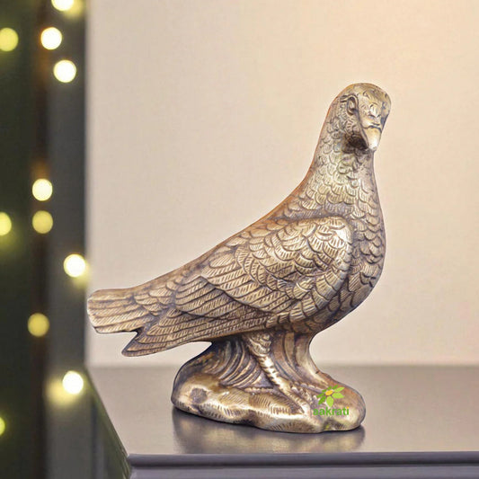 Brass Pigeon Statue Decorative Showpiece with Antique Finish for Table Decor Aakrati