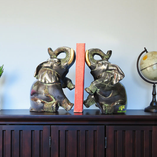 Handmade Brass Elephant Figurine | Elegant Home Decor with Traditional Charm | Traditional Brass Elephant Statue ( Brown, 7 inch) Aakrati