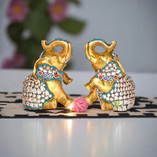 Turquoise Sculpture of Elephant bookend