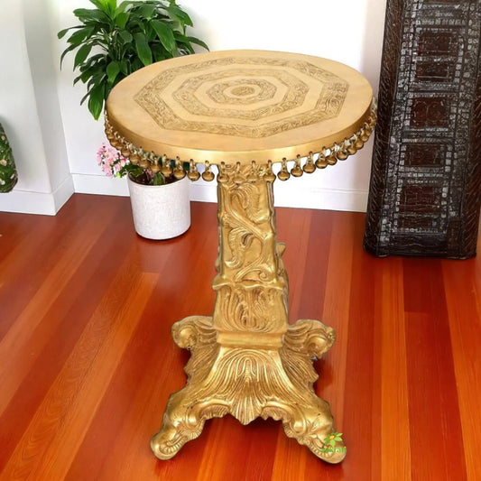 Metal Brass stand table coffee table with small bells Aakrati