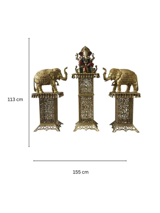 Hotel resorts Entryway Entrance decor metal brass elephant and stand Aakrati