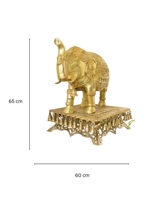 Elephant on brass stand Indian handmade figure Aakrati