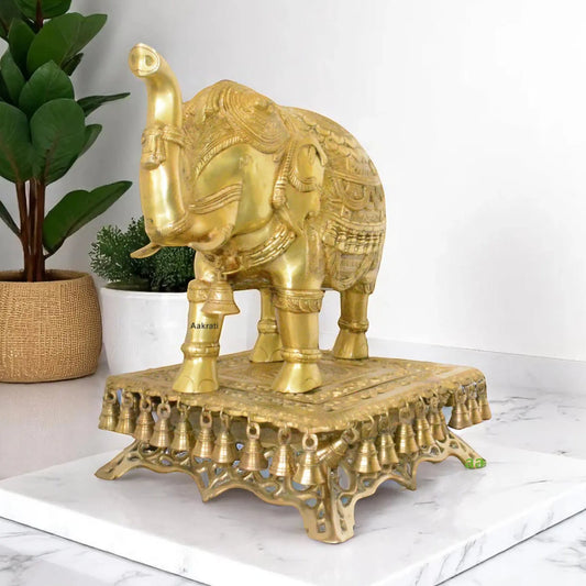 Elephant on brass stand Indian handmade figure Aakrati
