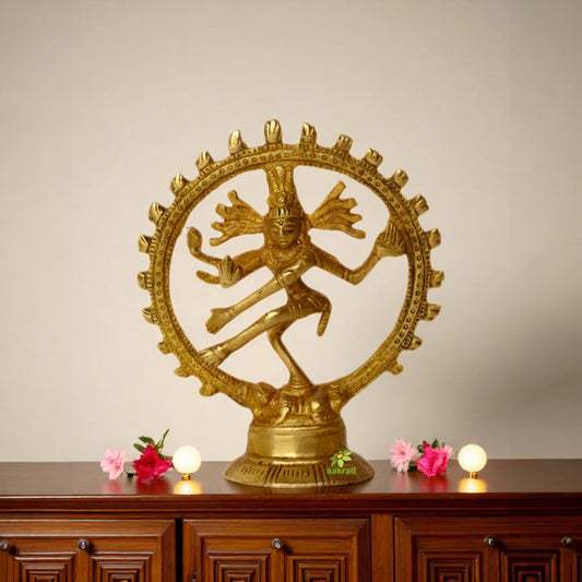 Lord Shiva in Dancing position Natraj Statue of Brass made craft and gift unique for table decor Aakrati