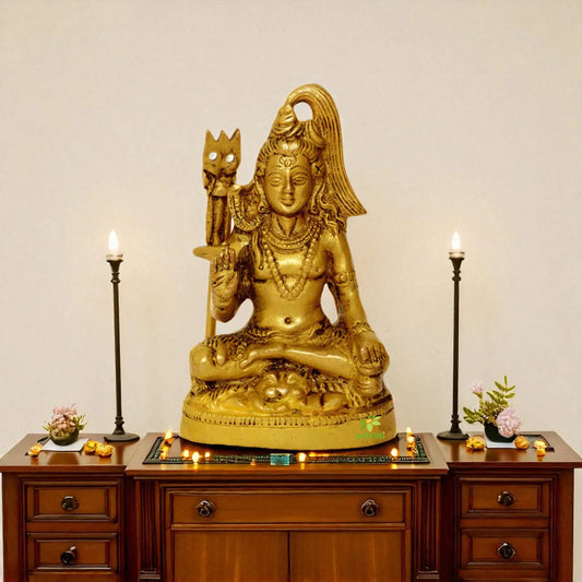 Sitting Lord Shiva Brass metal Antique Finish Statue Aakrati