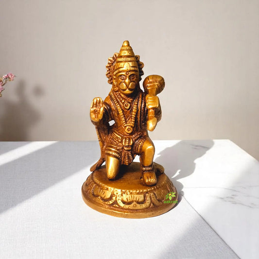 Lord Hanuman Siting brass made decorative pooja ghar/temple statue Aakrati