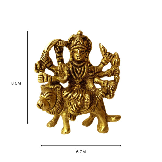 Goddess Durga Brass Metal Hand Carved Idol for Gift/Temple Aakrati