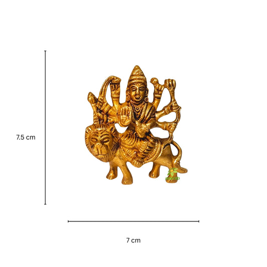 Brass Sculptures and Statues Durga Idol Religious Hindu Home Decor 3 Inches Aakrati