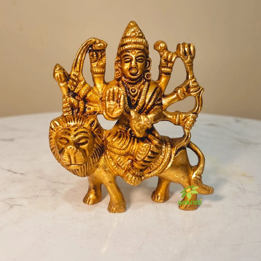 Brass Sculptures and Statues Durga Idol Religious Hindu Home Decor 3 Inches Aakrati