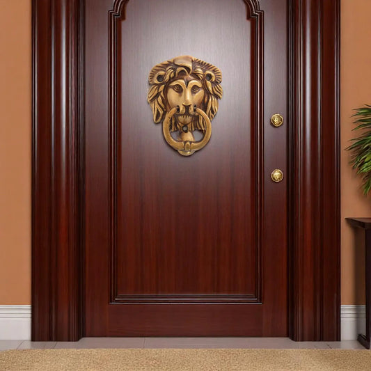 Aakrati Brown Finish Lion Shaped Small 4 inch Door Knocker Showpiece Aakrati