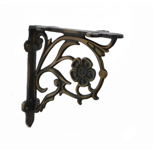 Aakrati Brass Victorian Style 7 inch Shelf Bracket For Side Walls Aakrati