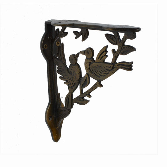 Aakrati Brown Finished Side Wall Glass Shelf Holder With Birds For Home or Office Use Aakrati