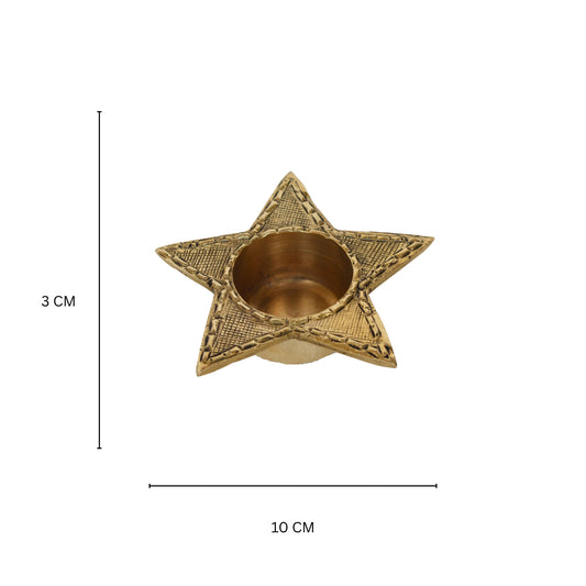 Yellow Finished Brass Star Shaped Small Container or candle holder Showpiece