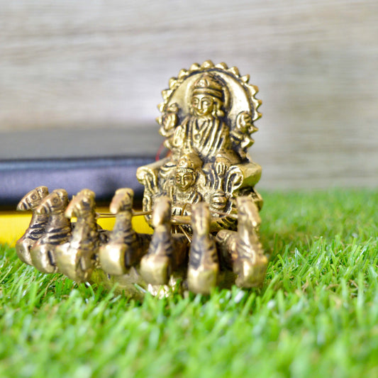 Aakrati Vintage Brass Suryadev Cart Small Rare Showpiece For Home or Office Table Top Aakrati
