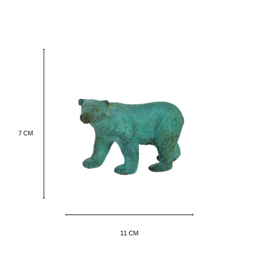 Aakrati Green Brass 4 inch Small Cute Polar Bear For Gifting or Home Decor or Office Decor Aakrati