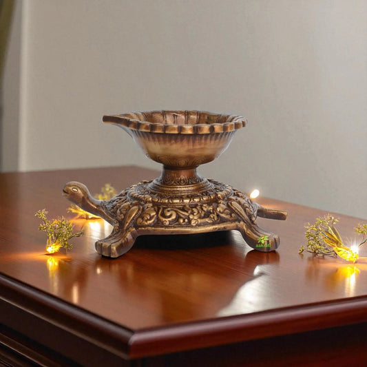 Deepak on Tortoise made in brass best indian handmade gift and craft Aakrati