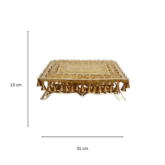 Brass stand with bells - Metal furniture for decor Aakrati