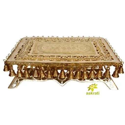 Brass stand with bells - Metal furniture for decor Aakrati