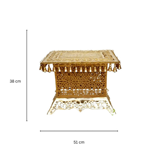 Table with bells - Brass Stand - Metal furniture for decor Aakrati