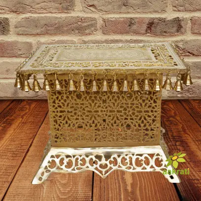 Table with bells - Brass Stand - Metal furniture for decor Aakrati