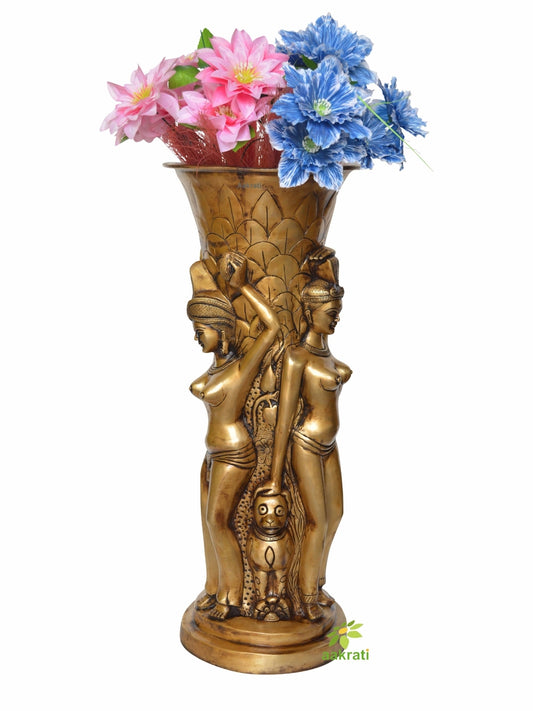 Flower pot with lady figures