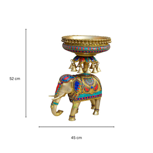Elephant Urli 21 inch, Traditional Bowl, Home Decor Gift, Indian Brass Art Brass Figurine Large, Home Decor