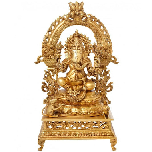 Brass Large Ganesha Statue, Religious Sculpture for Home Temple Hotel office Decor, Good Luck Gift, Hindu idol Aakrati