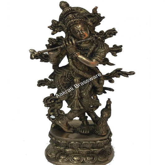 Lord Krishna Brass Made hand carved Pooja ghar/Office decor Statue Aakrati