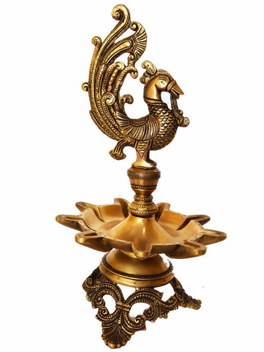 Brass made bird figure decorative diya/oil lamp Aakrati