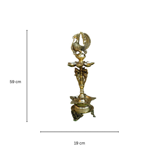 Peacock Design oil diya stand Home Decor, Brass Oil Diya Lamp, Handmade Lamp, Indian Decor Diya, Indian Homeware Aakrati