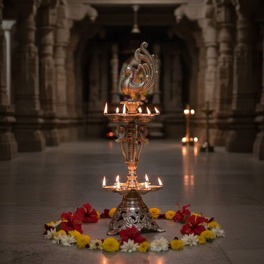 Bird Figure Brass Metal Pooja Ghar Oil Lamp